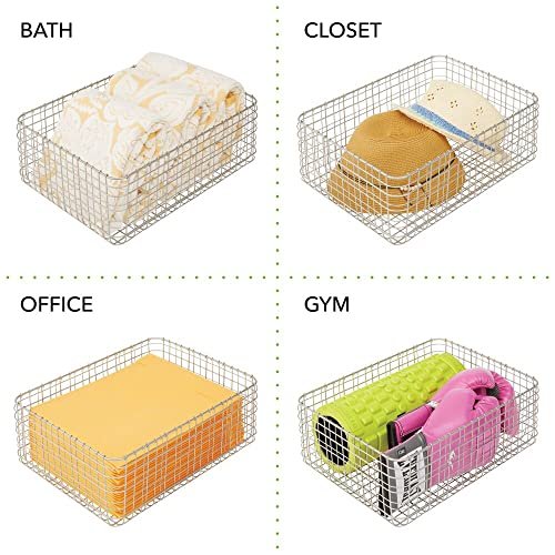 mDesign Steel Wire Kitchen Food Storage Organizer Bin Basket for Pantr