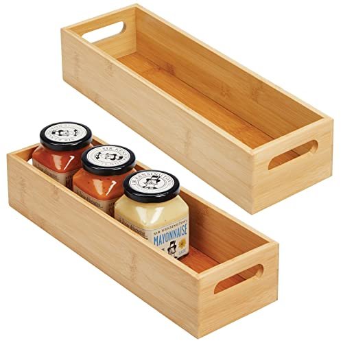 Wide Bamboo Kitchen Drawer Organizer Storage Tray by mDesign