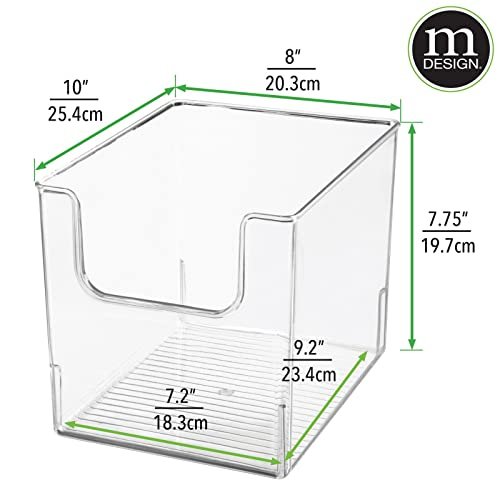 mDesign Large Plastic Kitchen Pantry Storage Organizer Bin with Handles, 4  Pack - Clear, 10 x 10 x 7.75