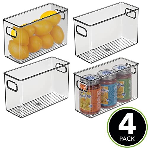 mDesign Plastic Kitchen Pantry Cabinet, Refrigerator or Freezer Food Storage Bins with Handles - Organizer for Fruit, Yogurt, Snacks, Pasta, 10 Inches