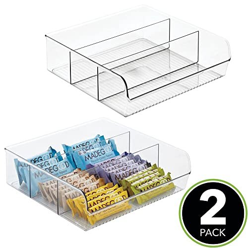 mDesign Plastic Food Storage Bin Organizer for Kitchen Cabinet - 2 Pack -  Clear 