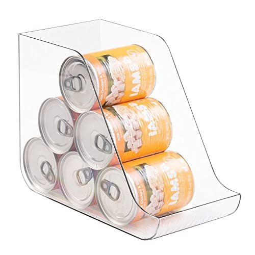  mDesign Plastic Kitchen Storage Organizer Bins for Pantry,  Fridge, or Freezer Organization - Cabinet Organizer Holder for Canned Food,  Soup Can, Soda or Water Bottle, Ligne Collection, Clear