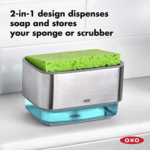 OXO Good Grips Stainless Steel Soap Dispensing Sponge Holder - Clear, One  Size