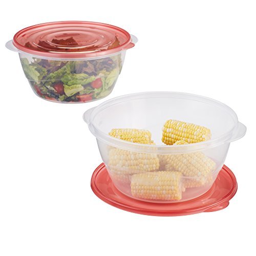 Rubbermaid TakeAlongs Serving Bowl Food Storage Containers, 15.7 Cup, Tint  Chili, 12 pack