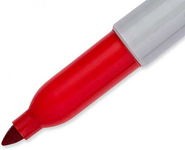 Sharpie 30002 Fine Point Permanent Marker, Marks On Paper and Plastic,  Resist Fading and Water, AP Certified, Red Color, Pack Of 2 Boxes Of 12  Markers