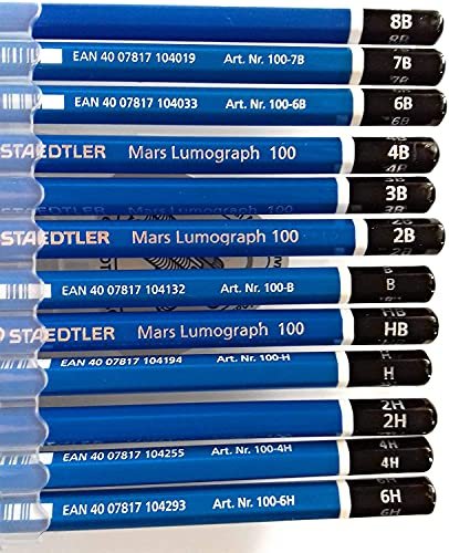 Wooden Lead Pencil by Staedtler Mars Lumograph - Pack of 12 Degrees in