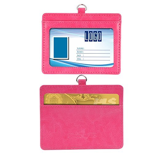 Premium Durable PU Leather ID Card Badge Holder with Polyester