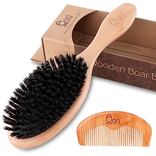 BLACK EGG Boar Bristle Hair Brush for Women Men Kid, Soft Natural Bristles  Brush for Thin and Fine Hair, Restore Shine and Texture, Set includes Bamb  - Shop Imported Products from USA