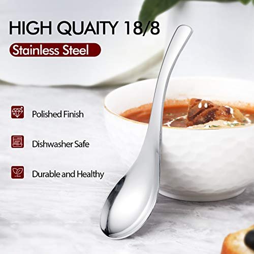 6 Pieces large Soup Spoons, Stainless Steel Spoon Premium Food Grade Large  Dinner Spoons Unique Large Capacity Spoon Head Design can Accommodate more