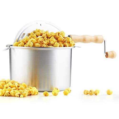Cook N Home 02626 6 Quart Aluminium Stovetop Popcorn Popper Silver