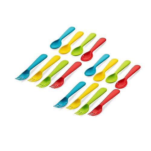 Toddler Utensils Set by PLASKIDY Kids Utensils 6 Forks and 6 Spoons - BPA  FREE / Dishwasher Safe Toddlers Silverware Set Brightly Colored Children's