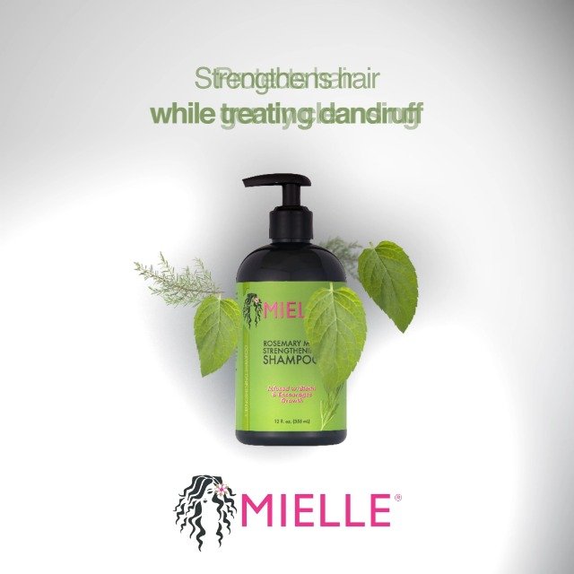 Mielle Organics Rosemary Mint Strengthening Shampoo Infused with Biotin,  Cleanses and Helps Strengthen Weak and Brittle Hair, 12 Ounces