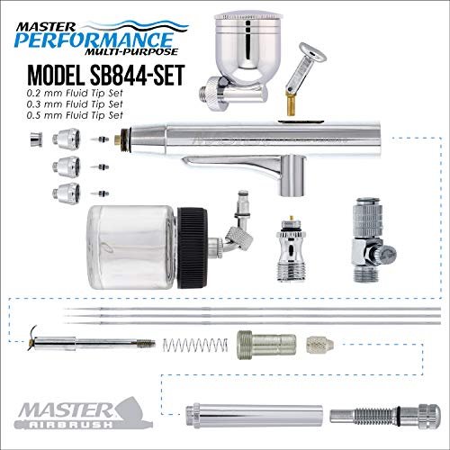 Master Airbrush Master Pro Dual-action Gravity Feed Airbrush Kit Set with 3  Tips Hobby Paint Craft 