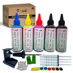 F-ink 5 Bottles Ink and Ink Refill Kits Compatible with Hp Inkjet Ink Cartridges 67XL 662XL 664XL 60XL 61XL 62XL 63XL 64XL 65XL 92XL 94XL 901XL-Ink T