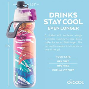 O2COOL Mist 'N Sip Misting Water Bottle 2-in-1 Mist And Sip Function With  No Leak Pull Top Spout Sports Water Bottle Reusable Water Bottle - 20 oz