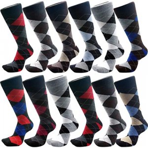 USBingoshopTM Mens Cotton Dress Socks (10-13, Argyle) Pack of 12