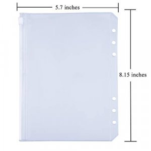 Antner 12PCS Binder Pockets A5 Size 6 Holes Binder Zipper Folders for A5 6-Ring Notebook Binder, Waterproof PVC Pouch Document Filing Bags