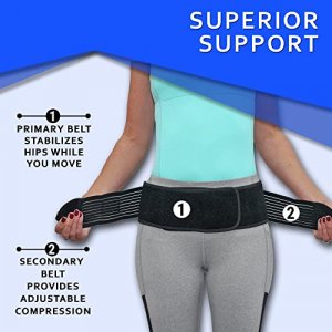 EverRelief SI Belt Hip Brace- Sacroiliac Joint Support for Men & Women-Fully Adjustable Sciatica Brace Relieves Back, Pelvic & Hip Pain-Large