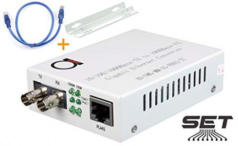 Multimode ST Gigabit Fiber Media Converter - Built-in ST Fiber Module 550 m (0.34 Miles) 850 nm - to UTP Cat5e 10/100/1000 RJ-45 