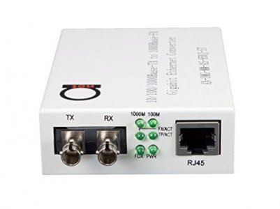 Multimode ST Gigabit Fiber Media Converter - Built-in ST Fiber Module 550 m (0.34 Miles) 850 nm - to UTP Cat5e 10/100/1000 RJ-45 