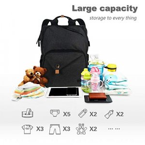 Hap Tim Diaper Bag Backpack,Large Capacity Travel Back Pack Maternity Baby Nappy Changing Bags, Double Compartments with Stroller Straps,Waterproof,B