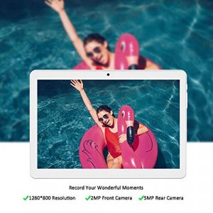 Tablet 10 Inch, 5G Wifi Tablet Pc, Android 8.1 Go, 16Gb Storage, Dual Cameras, Google Certified,1280X800 Ips Display, Bluetooth, Gps- Silver