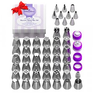 Russian Piping Tips Complete Set - Gift Mother's Day - 93 pcs Cake Decorating Baking Supplies Kit - 36 Russian Tulip Icing Frosting Nozzles