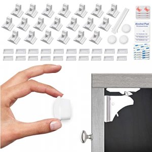 Eco-Baby Cabinet Locks for Babies - 20-Pack Magnetic Baby Proof Safety Latches3 Keys - Magnetic Child Proof Cupboard Drawers, Doors - Easy Insta