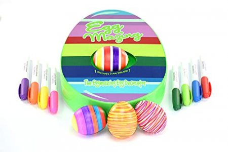 The Original EggMazing Easter Egg Decorator Kit - Arts and Crafts Set - Includes Egg Decorating Spinner and 8 Colorful Quick Drying Non Toxic Markers