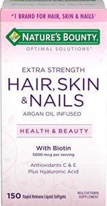 Nature'S Bounty Optimal Solutions Hair, Skin & Nails Extra Strength, 5000 Mcg, 150 Softgels