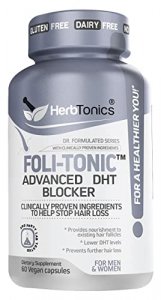 Foli-tonic DHT Blocker & Hair Loss Supplement - Hair Thinning Treatment & Promotes Healthy Thicker Hair Growth - with Saw Palmetto & Biotin for Men &