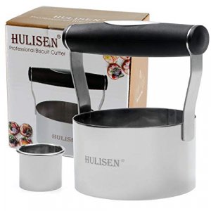 HULISEN 3.5 inch Biscuit Cutter, Stainless Steel Round Cookies Cutter with Soft Grip Handle, and Small Biscuit Cutter, Professional Baking Dough Tool