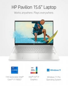 HP Pavilion 15 Laptop, 11th Gen Intel Core i7-1165G7 Processor, 16 GB RAM, 512 GB SSD Storage, Full HD IPS Micro-Edge Display, Windows 10 Pro, Compac