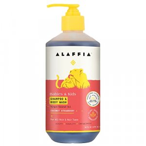 Alaffia Babies & Kids Coconut Shampoo & Body Wash, Coconut Strawberry, 16 Ounces