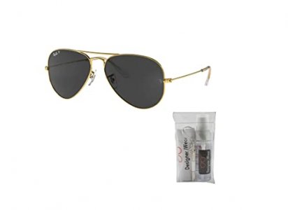 Ray Ban RB3025 919648 55MM Legend Gold / Black Polarized Pilot Sunglasses for Men for Women + FREE Complimentary Eyewear Kit