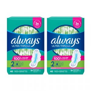 ALWAYS Ultra Thin Size 4 Overnight Pads with Wings Unscented, 52 Count