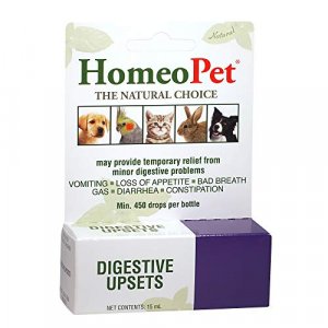 HomeoPet DIGESTIVE UPSETS - Natural Pet Medicine. Minor digestive problems - vomiting, bad breath, diarrhoea, constipation, gas. Pets of all ages. 15