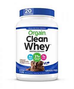 Orgain Grass Fed Clean Whey Protein Powder, Creamy Chocolate Fudge - 21g of Protei