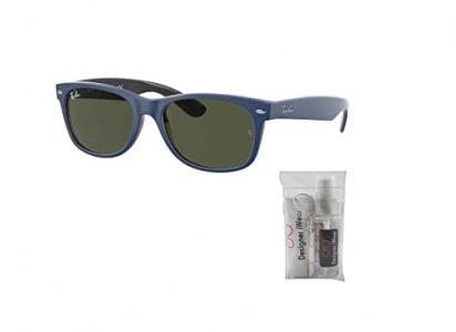 Ray Ban RB2132 646331 55MM Rubber Blue on Black / g.15 Green Square Sunglasses for Men for Women + FREE Complimentary Eyewear Kit