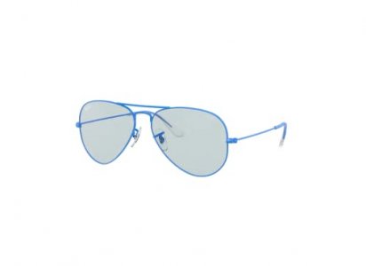 Ray Ban RB3025 9221T3 55MM Light Blue / Photo Evolve Grey/Dark Violet Pilot Sunglasses for Men for Women + FREE Complimentary Eyewear Kit