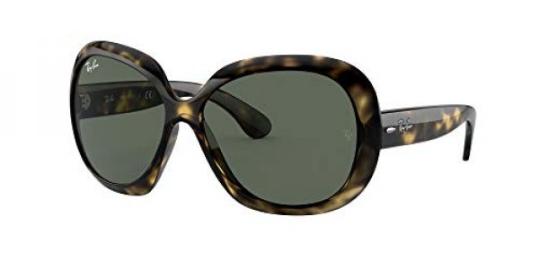 Ray-Ban Women's RB4098 Jackie Ohh II Butterfly Sunglasses, Light Havana/Dark Green, 60 mm