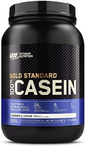 Optimum Nutrition Gold Standard 100% Micellar Casein Protein Powder, Slow Digesting, Helps Keep You Full, Overnight Muscle Recovery, Cookies And Crea