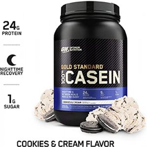 Optimum Nutrition Gold Standard 100% Micellar Casein Protein Powder, Slow Digesting, Helps Keep You Full, Overnight Muscle Recovery, Cookies And Crea