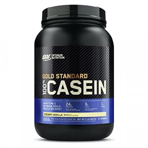 Optimum Nutrition Gold Standard 100% Micellar Casein Protein Powder, Slow Digesting, Helps Keep You Full, Overnight Muscle Recovery, Creamy Vanilla,