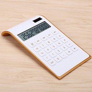 Calculator, Slim Elegant Design, Office/Home Electronics, Dual Powered Desktop Calculator, Solar Power, 10 Digits, Tilted LCD Display, Inclined Desig