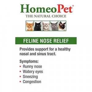 HomeoPet Feline Nose Relief - Natural Pet Medicine. Support for a Healthy Nasal and Sinus Tract. Runny Nose, Watery Eyes, Sneezing & Congestion. Cats