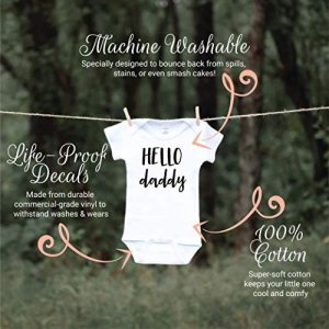 Bump and Beyond Designs Hello Daddy Surprise Pregnancy Announcement to Husband (0-3 Months, White)