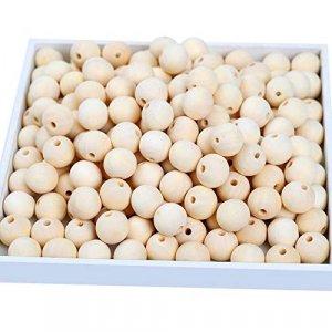 300pcs 20mm Natural Wood Beads Unfinished Round Wooden Loose Beads Wood Spacer Beads for Craft Making