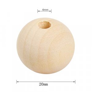 300pcs 20mm Natural Wood Beads Unfinished Round Wooden Loose Beads Wood Spacer Beads for Craft Making