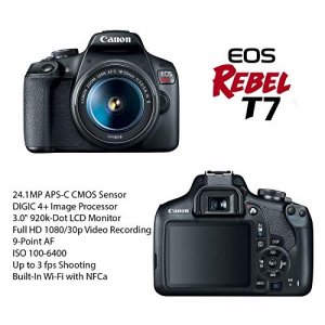 Canon EOS Rebel T7 DSLR Camera Bundle with Canon EF-S 18-55mm f/3.5-5.6 is II Lens + Canon EF 75-300mm f/4-5.6 III Lens + 2pc SanDisk 32GB Memory Car